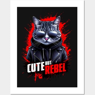 Adorable Badboy Cat - Cute But Rebel Posters and Art